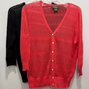 Pair of 2 Lovely Lightweight Eddie Bauer Cardigans, Size Large Petite